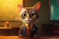 Saul as Cat in formal suit dress as breaking bad character illustration generative ai
