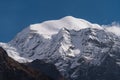 Saula mountain peak view from Lho village in Manaslu circuit trekking route, Himalaya mountains range in Nepal Royalty Free Stock Photo