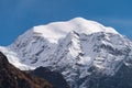 Saula mountain peak view from Lho village, Manaslu circuit trekking route in Himalaya mountains range, Nepal Royalty Free Stock Photo