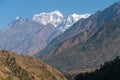 Saula mountain peak view from Manaslu circuit trekking route in Himalaya mountains range in Nepal Royalty Free Stock Photo