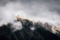 Sauling mountain covered by clouds