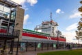 Tourists Watch Large Freighter In The Soo Locks