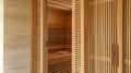 A sauna built into a converted wardrobe perfect for those looking to repurpose existing furniture for a spacesaving