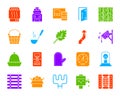 Sauna Equipment color silhouette icons vector set