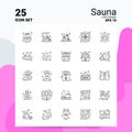 25 Sauna Icon Set. 100% Editable EPS 10 Files. Business Logo Concept Ideas Line icon design