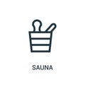 sauna icon vector from gym collection. Thin line sauna outline icon vector illustration