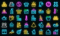 Sauna icons set vector neon