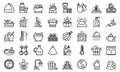 Sauna icons set, outline style