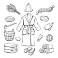 Sauna items sketch Royalty Free Stock Photo