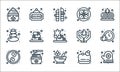 sauna line icons. linear set. quality vector line set such as mitten, mortar, ying yang, soap, honey, stone, care, flower, sauna Royalty Free Stock Photo