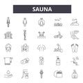 Sauna line icons, signs, vector set, linear concept, outline illustration