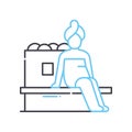 sauna person line icon, outline symbol, vector illustration, concept sign