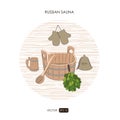 Sauna set. Sauna logo on a white background. Bathroom items. Royalty Free Stock Photo