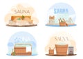 Sauna or SPA center banner template with accessories for relaxation in steam banya or hot sauna Royalty Free Stock Photo