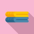 Sauna towel stack icon, flat style