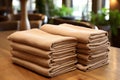 sauna towels on table for relaxation and comfort in beautiful spa interiors Royalty Free Stock Photo