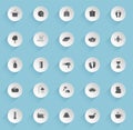 sauna vector icons on round puffy paper circles