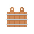 Sauna wood steel bucket icon flat isolated vector
