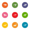 Saurian icons set, flat style