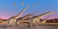 Sauroposeidon Dinosaur Herd Royalty Free Stock Photo