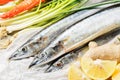 Saury fish and vegetable