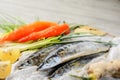 Saury fish and vegetable Royalty Free Stock Photo