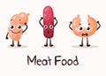 Sausage as cartoon meat or food character