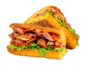 Sausage and bacon filled ciabatta bread sandwiches Royalty Free Stock Photo