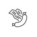 Sausage and bacon line icon