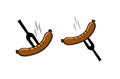 sausage barbecue with fork logo icon