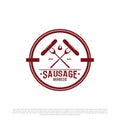 Sausage Barbecue logo badge vector, best for fast food logo brand