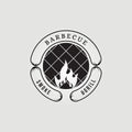 sausage Barbecue smoke & grill logo vector illustration design