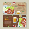 Sausage and Beer Web Banners in Flat Design