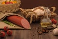 Sausage and bread on the table Royalty Free Stock Photo