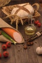 Sausage and bread on the table Royalty Free Stock Photo