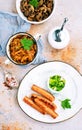 Sausages with cabbage Royalty Free Stock Photo