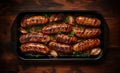 Sausage and caramelised onion tray bake Royalty Free Stock Photo