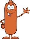 Sausage Cartoon Character Waving