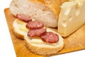 Sausage cheese and bread Royalty Free Stock Photo