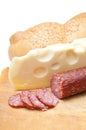 Sausage cheese and bread Royalty Free Stock Photo