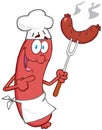 Sausage Chef Cartoon Mascot Character With Sausage