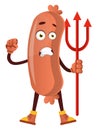 Sausage with devil spear, illustration, vector Royalty Free Stock Photo