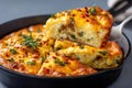 Sausage egg and cheese frittata skillet serving Royalty Free Stock Photo