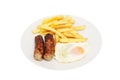 Sausage egg and chips Royalty Free Stock Photo