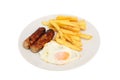 Sausage egg and chips Royalty Free Stock Photo