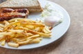 Sausage, egg and chips Royalty Free Stock Photo