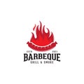 Sausage and fire logo design, barbeque logo,grill and smoke, hot meat,skewer ,vector template icon