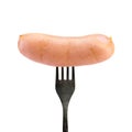 Sausage on a fork Royalty Free Stock Photo