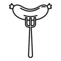 Sausage fork icon, outline style Royalty Free Stock Photo