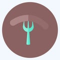 Sausage on Fork Icon in trendy flat style isolated on soft blue background Royalty Free Stock Photo